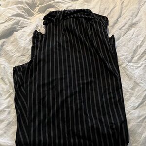 Black and Gray Striped Elastic Waist Pants